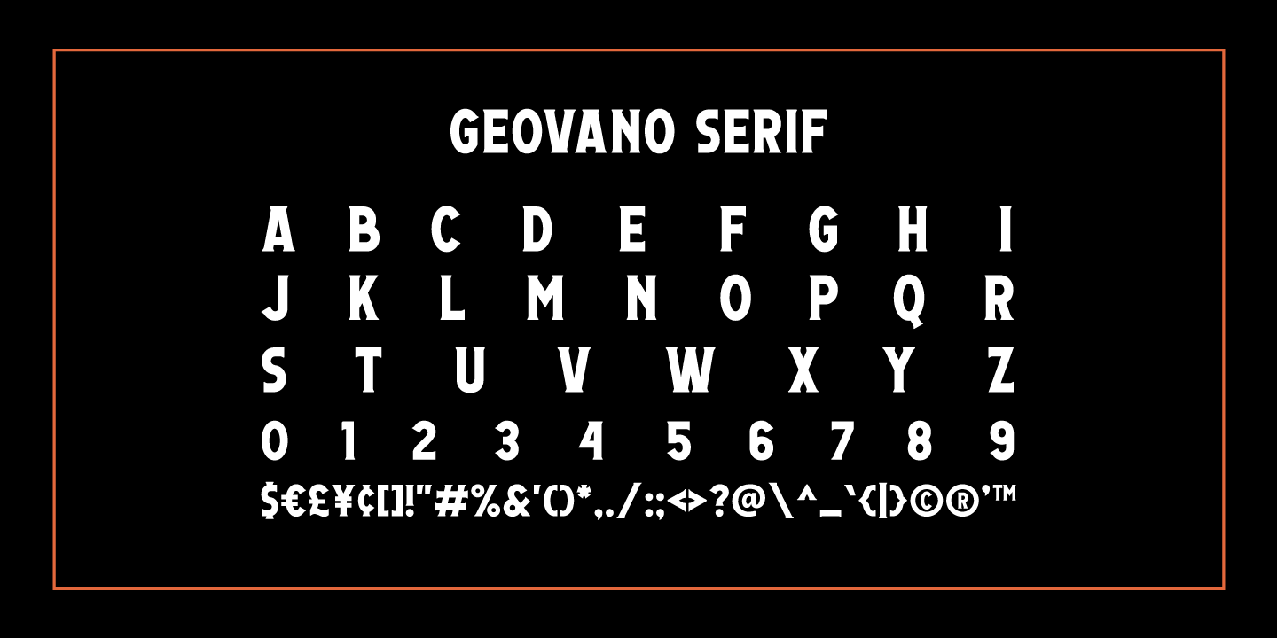 Ejemplo de fuente Geovano Sans Regular